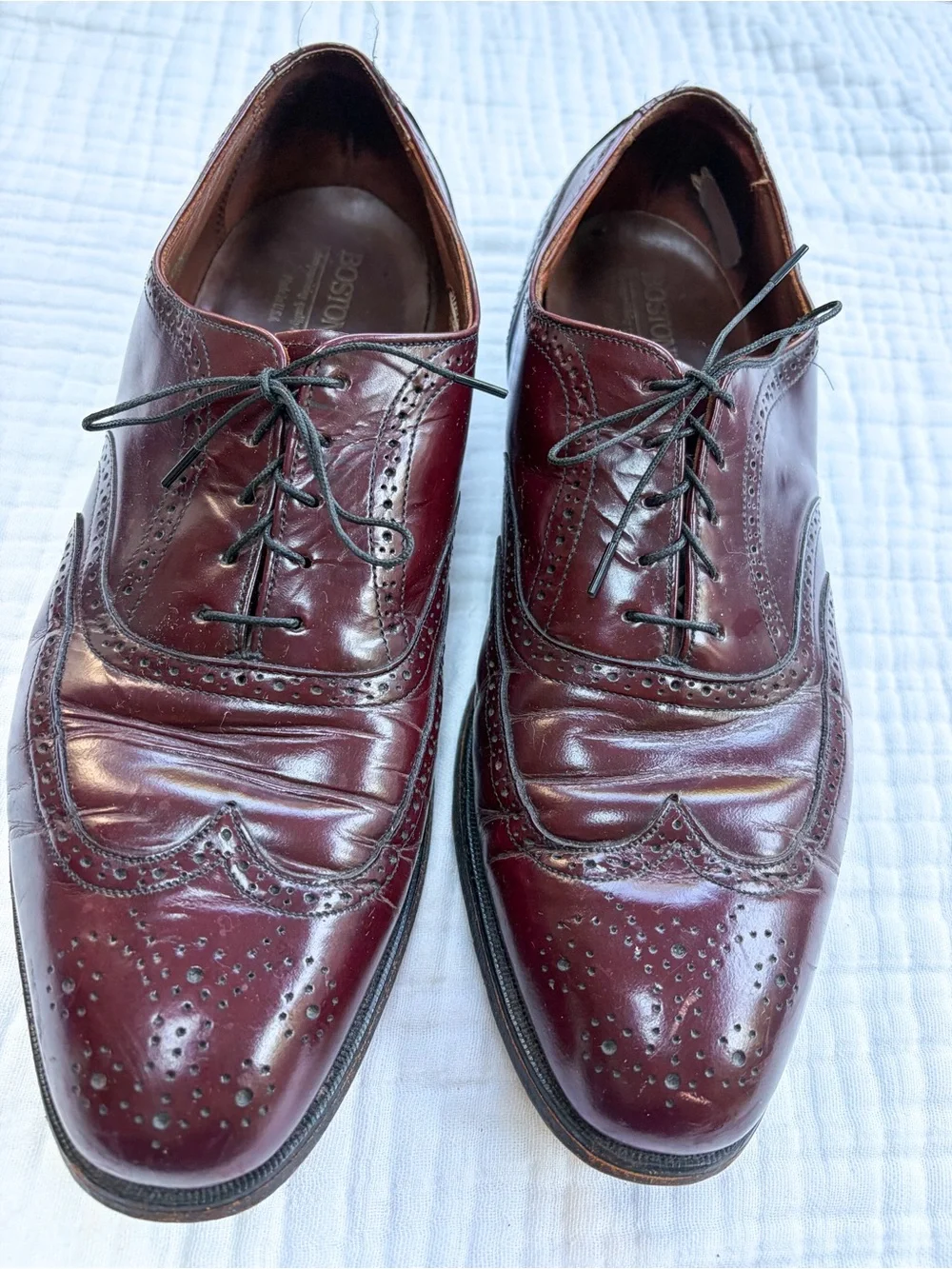 Vintage Bostonian Foot Savers Men’s 11.5 Burgundy Leather Wingtip Oxford USA